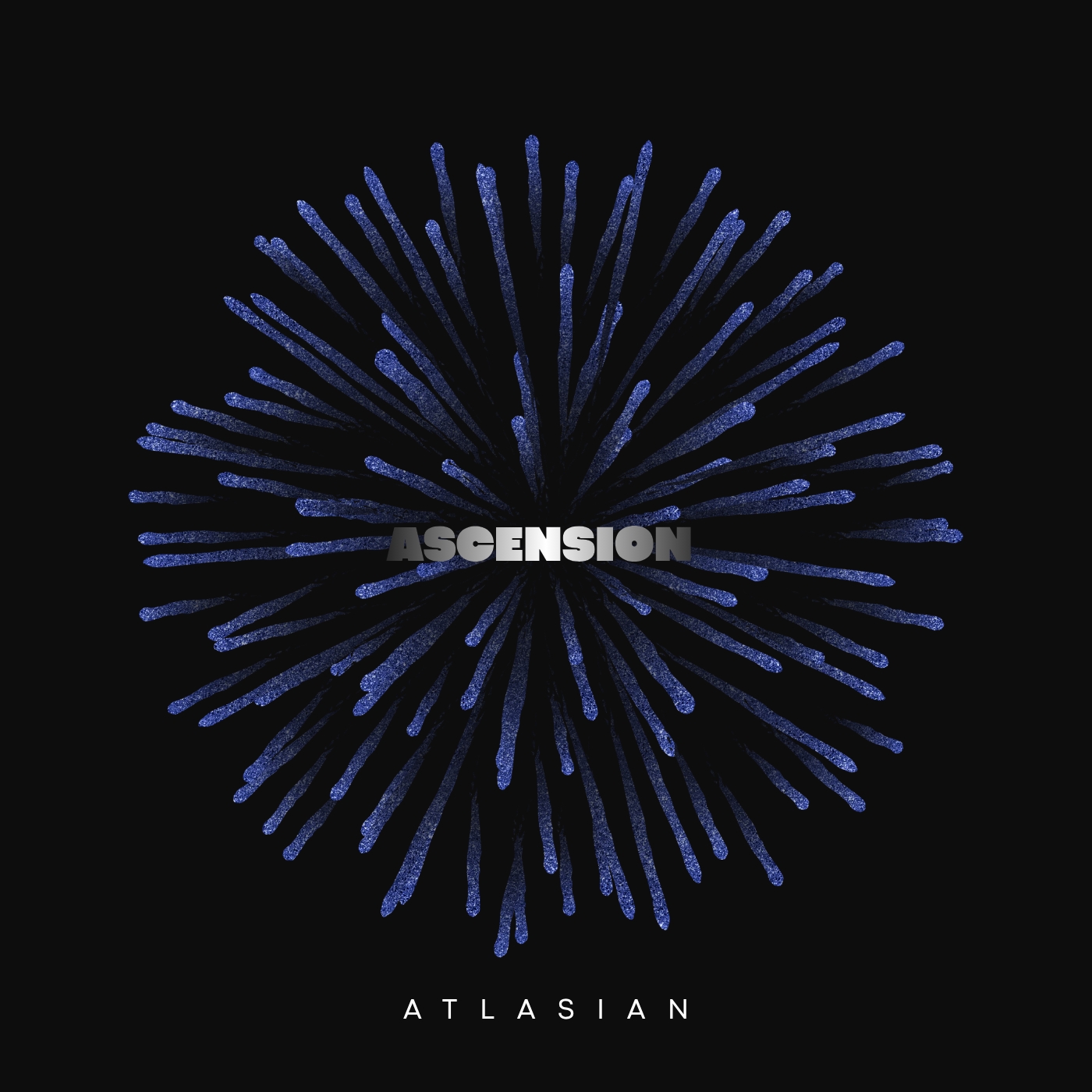 EP cover for Ascension by Atlasian — blue starburst on black background